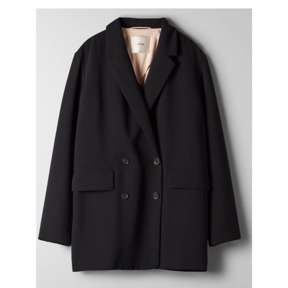 Aritzia Wilfred Cherrelle Black Double Breasted Blazer Jacket. Size Medium. - Picture 3 of 7
